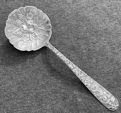 1 KIRK Repousse Sterling Solid 7 1/2" Shell Berry/Casserole Spoon - Image 1 of 4