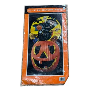 Halloween Hanging Honeycomb Decorations Witch 18.5" Pumpkin Vintage Woolworth - Picture 1 of 6