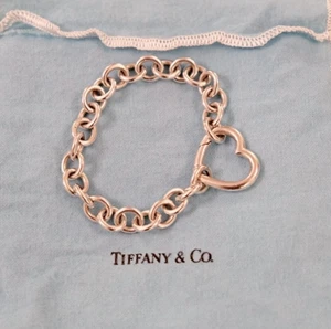 Tiffany & Co. Silver Open Heart Clasp Bracelet Genuine 7.5'' Pouch - Picture 1 of 8