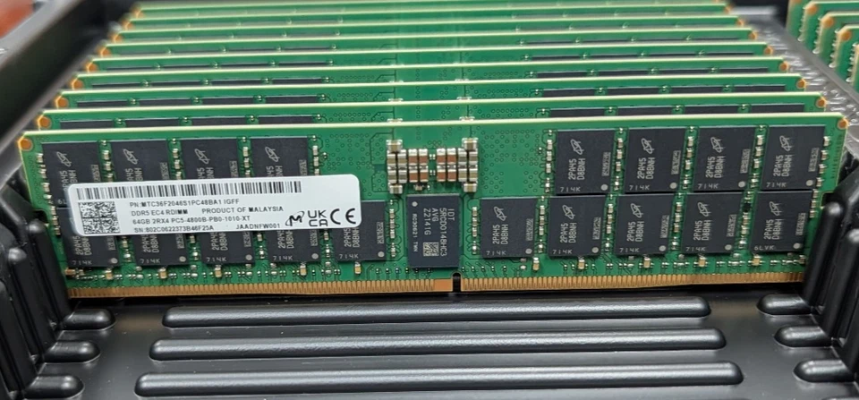 MICRON 64GB (1X64GB) 2RX4 DDR5 PC5-4800B RDIMM EC4 72bit ECC SERVER MEMORY RAM - Image 1 of 2