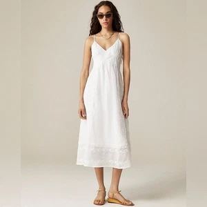 J Crew Neu mit Etikett besticktes Midikleid in Ramie Größe Tall 4 - lang/große Länge - Bild 1 von 16