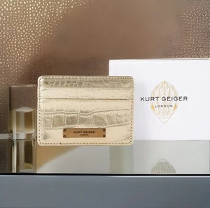 Kurt Geiger - Brixton Kartenetui in Gold Leder. UVP 49,00 £. Neu in OVP. - Bild 1 von 6