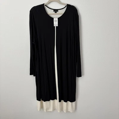 NEW $129 J. Jill Dress Women's 2X Black Cream Wearever Collection Shift Layered - Image 1 of 4