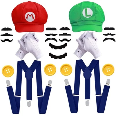 MARKENLOS Super Mario Bros Mario und Luigi Hüte Schnurrbärte Kostüm Cosplay Kostüm Mütze