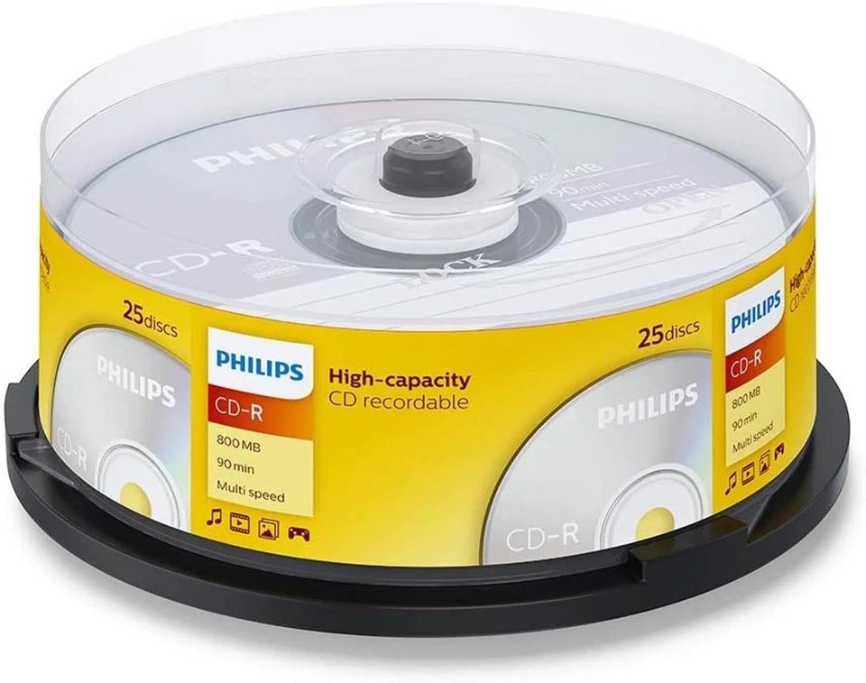PHILIPS - High Capacity CD-R Blank CDs 800MB - Spindle 25 Pack - Image 1 of 1
