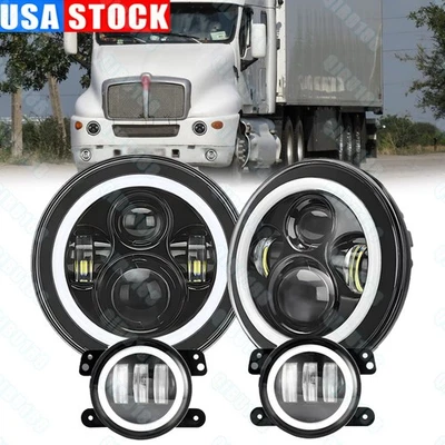 Se adapta a Kenworth T2000 Halo 7 pulgadas faros LED redondos y 4 pulgadas LED antiniebla combo Foto 1 de 4