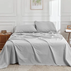 DOZ 100% Long Staple Cotton Sheet Sets, Classic Crisp Percale Weave, Breathab... - Picture 1 of 6
