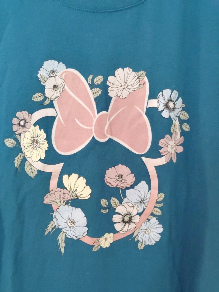 Camiseta Disney Minnie Mouse para mujer 2XL tropical floral verde azulado Foto 1 de 4