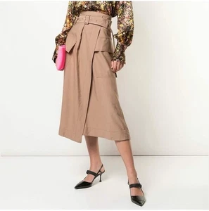 Vince Utility Cargo Belted Wrap A Line Midi Skirt Size 2 Beachwood - Picture 1 of 12