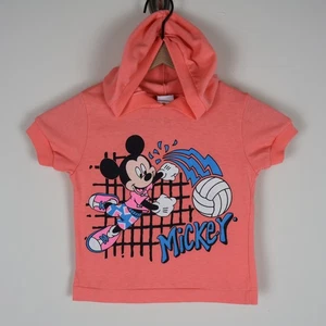 Vintage Mickey Mouse Volleyball Jog Togs Short Sleeve Hooded Shirt Kid's Size 4T - Picture 1 of 15