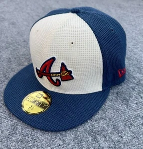 Atlanta Braves Hat New Era 59FIFTY Fitted 7 1/2 Thermal Waffle Blue White Cap - Picture 1 of 7