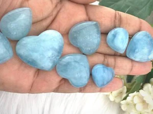 Aquamarine Hearts -  Natural Aquamarine - Aquamarine Mini Heart - High Quality - Picture 1 of 10