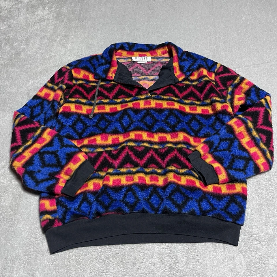 Chaqueta polar vintage para mujer pequeña mediana navajo azteca geométrica suroeste Foto 1 de 4