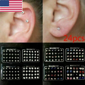 12 Pair Magnetic Ear Studs Earrings for Women Fake Piercing Fake Nose Ring - USA