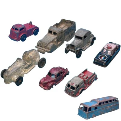 Vintage 1947 - 1960 Steel Car Lot of (8) TootsieToy, Hubley Le France, MidgeToy - Image 1 of 4