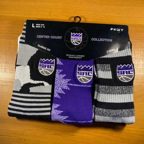 Sacramento Kings PKWY NBA 3-Pack Socks Mens Large 6-12 New Cover