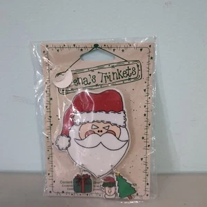 Spilla vintage Trena's Trinkets Babbo Natale spilla ceramica 1997 Westwater Enterprises NUOVA - Foto 1 di 2