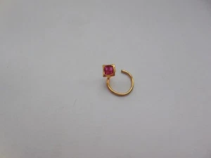 Nose Stud Cork Back Red Stone Nose Pin Indian Jewelry Ring Gold Plated Piercing - Picture 1 of 7