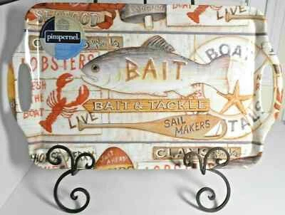Pimpernel Summer Feast Collection Lobster Fishing Melamine Serving Tray NWT - Image 1 of 2