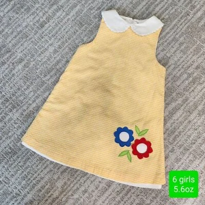 Little Bitty yellow gingham applique collar shift dress size 6 girls - Picture 1 of 8