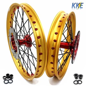 KKE 21/19 Cast Hubs Red Nuts Gold Rims Fit Honda CR125R/250R 1995 CR500R 96-2001 - Foto 1 di 12