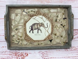 Hostess Serving Tray ~ Mosaic Art ~ One of a Kind ~ Elephant on Safari - Picture 1 of 10