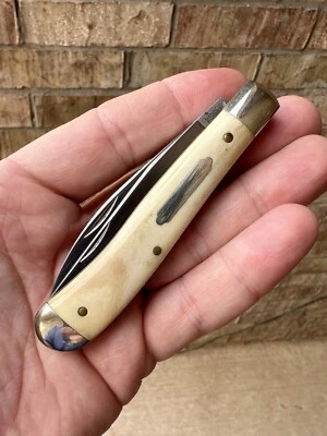 RARE 1 of 47 2013 White Bone 48 Improved Trapper Great Eastern Cutlery GEC Knife - Image 1 of 4