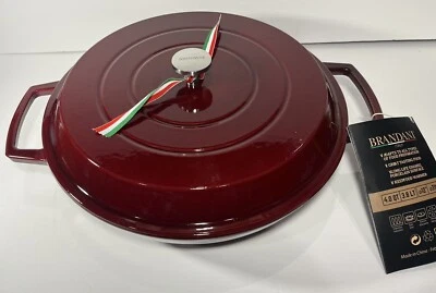 Brandani Traditional Dutch Oven 4 QT Cast Iron Round Pan Italy Red - Image 1 of 4