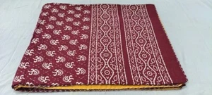 Colcha manta edredón Kantha de algodón tamaño queen étnica bloque de mano indio - Imagen 1 de 7