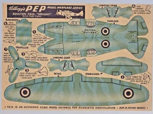 Kellogg's PEP Boulton Paul Defiant Toy Airplane MODEL AIRPLANE SERIES WW2 - Imagen 1 de 2