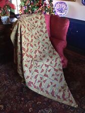 American Antique Large 1890s Patchwork Quilt Brown Red #270A TWO SIDED