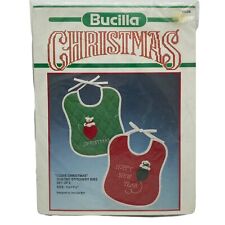 Bucilla 82528 I Love Christmas Stitchery Baby Bib Kit Makes 2 Crafts Vintage 