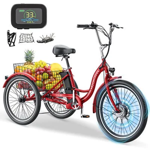 MOONCOOL 24in Adult Electric Trike Tricycle 350W 36V Removal Lithium Battery - Picture 1 of 14