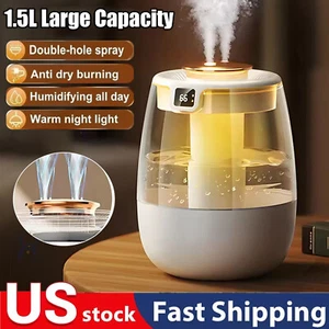 1.5L Humidifiers for Bedroom Ultrasonic Warm & Cool Mist LED Humidifier Top Fill - Picture 1 of 11