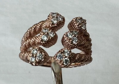 Anillo Gema Judith Ripka Plata Esterlina Oro Rosa Vermeil Triple Banda Circonita Talla 10.5 Foto 1 de 4