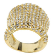 QVC Melania Timepieces Bold Pave' Crystal Concave Band Ring Size 6 $118
