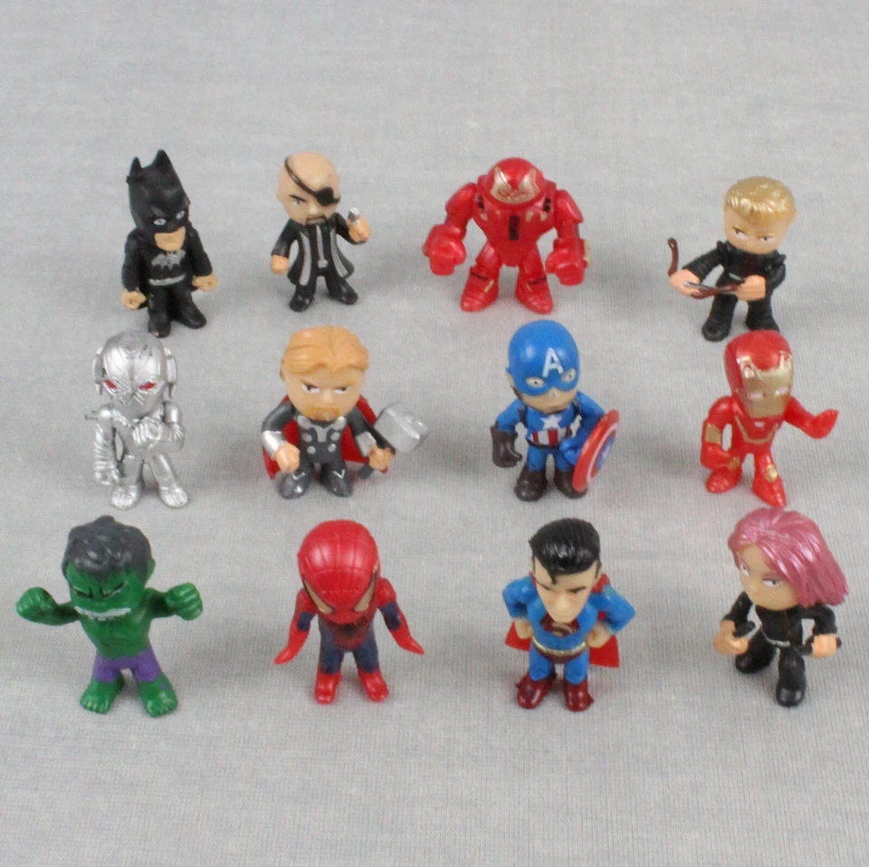 Мини-фигурка Marvel Avengers DC Super Heroes лот из 12 Hulk Iron Spider Super Man - Изображение 1 из 4