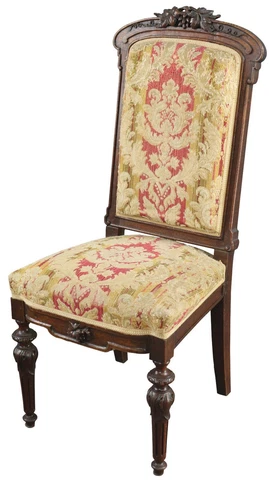 Antique Dining Chair Hunting Renaissance Gold Red Black Solid Oak Cover