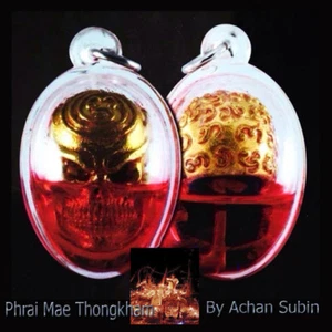 Amuleto tailandés encantador Lokket Phrai Mae Thongkham + aceite metta comercio de Achan Subin - Imagen 1 de 3