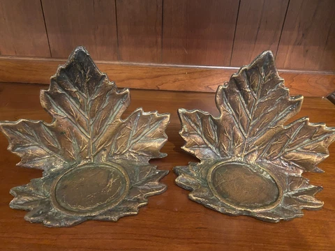 Pair of Hand Crafted Copper Leaf Wall Sconce Candle Holders-Fall Autumn Cover