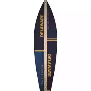 Delaware License Plate Metal Surfboard Sign 23"x6" Plaque Home Door Garage Wall - Picture 1 of 1