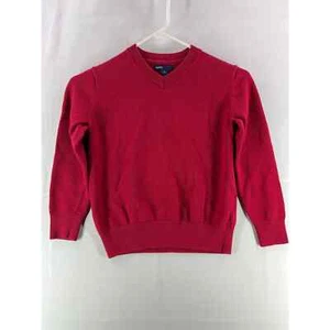 Gap Boys Youth Sweater Small Red Long Sleeve Casual V-Neck Tight Knit Pullover - Picture 1 of 6