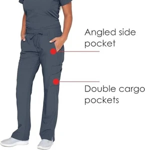 GREYS ANANTOMY SIGNATURE CARGO SCRUB PANTS IN PEWTER BY BARCO, IN ALL SIZES, NWT - Picture 1 of 5
