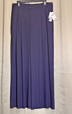 Lauren Ralph Lauren Dress Pants Womens 14P Navy Wide Leg Pleated High Rise $145 - Image 1 of 4