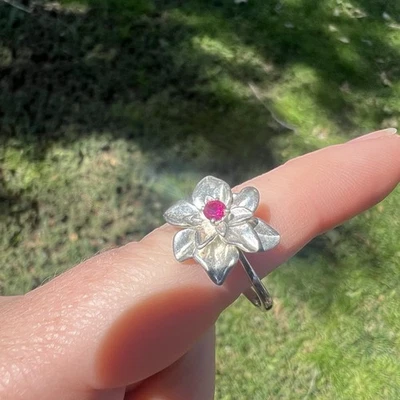 Anillo de plata de ley piedra rubí natural talla 8 925 Foto 1 de 4