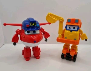 Super Wings Transform-A-Bots Plane Bundle x2 Police Jet & Scoop 5" Rare VGC - Picture 1 of 16
