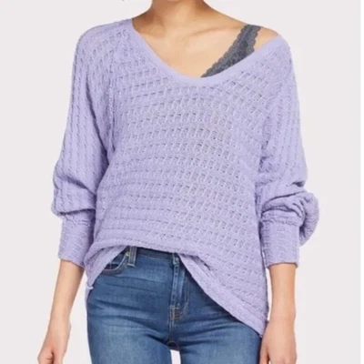 Suéter We the Free People Thiens Hacci para mujer S tejido periwinkle holgado Foto 1 de 4