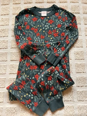 Hanna Andersson size 4 Poinsettia Patch Long John Pajama Set EUC - Image 1 of 4