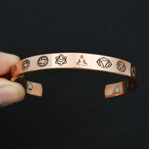 7 Chakra Magnetic Adjustable Copper Bangle For Pain Relief & Energy Balance - Picture 1 of 5