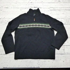 J Crew Lambswool 1/4 Zip Sweater Mens Medium Blue Green Mock Neck Preppy - Picture 1 of 7